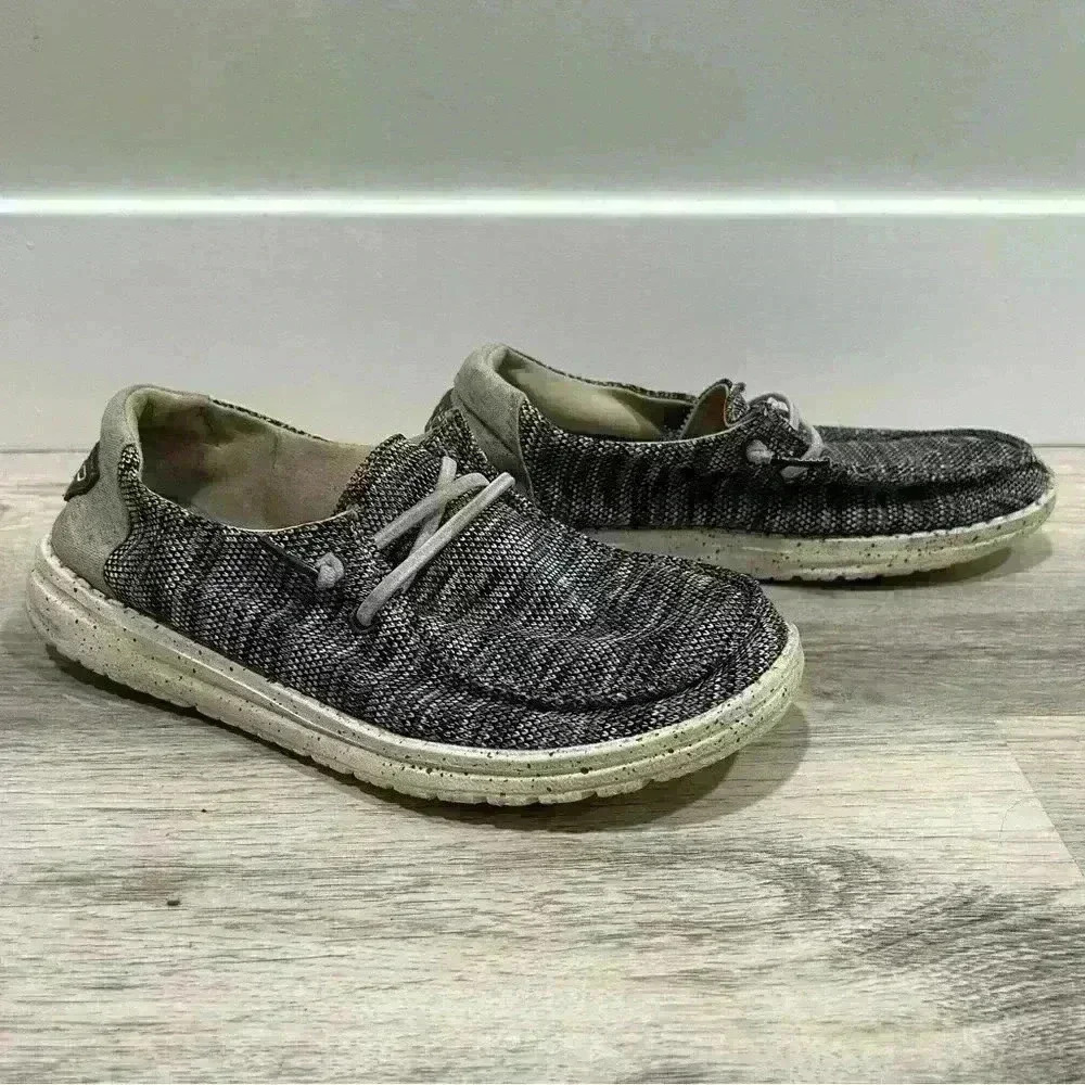 Hey Dude Wendy Sox Dark Grey Canvas Casual Lightweight Slip On Shoes Size 6 - Picture 8 of 9
